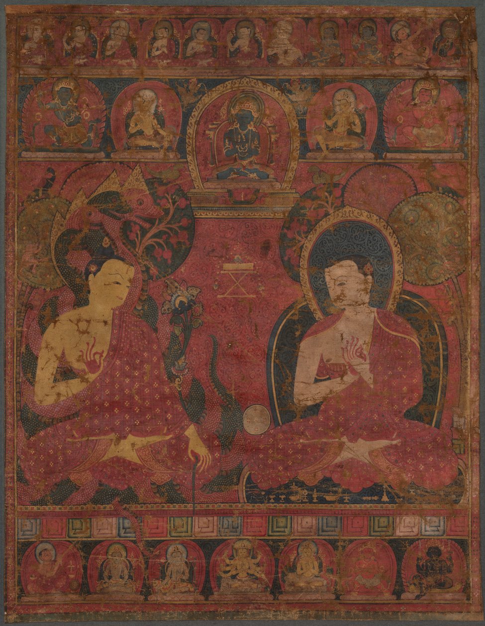 Sakjamuni z uczniem Thangka, XIV wiek. autorstwa Unbekannt