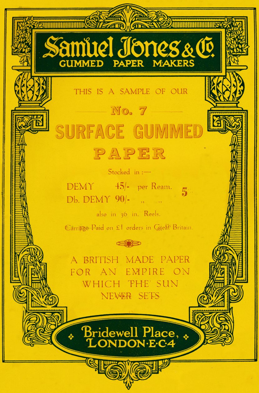 Reklama Samuel Jones & Company Gummed Paper Makers, 1919 autorstwa Unbekannt
