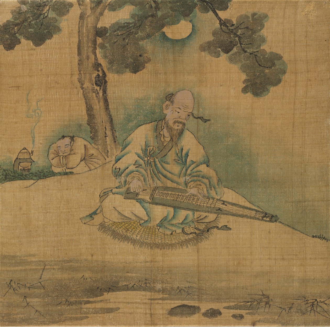 Uczony grający Qin, 1800s. autorstwa Unbekannt