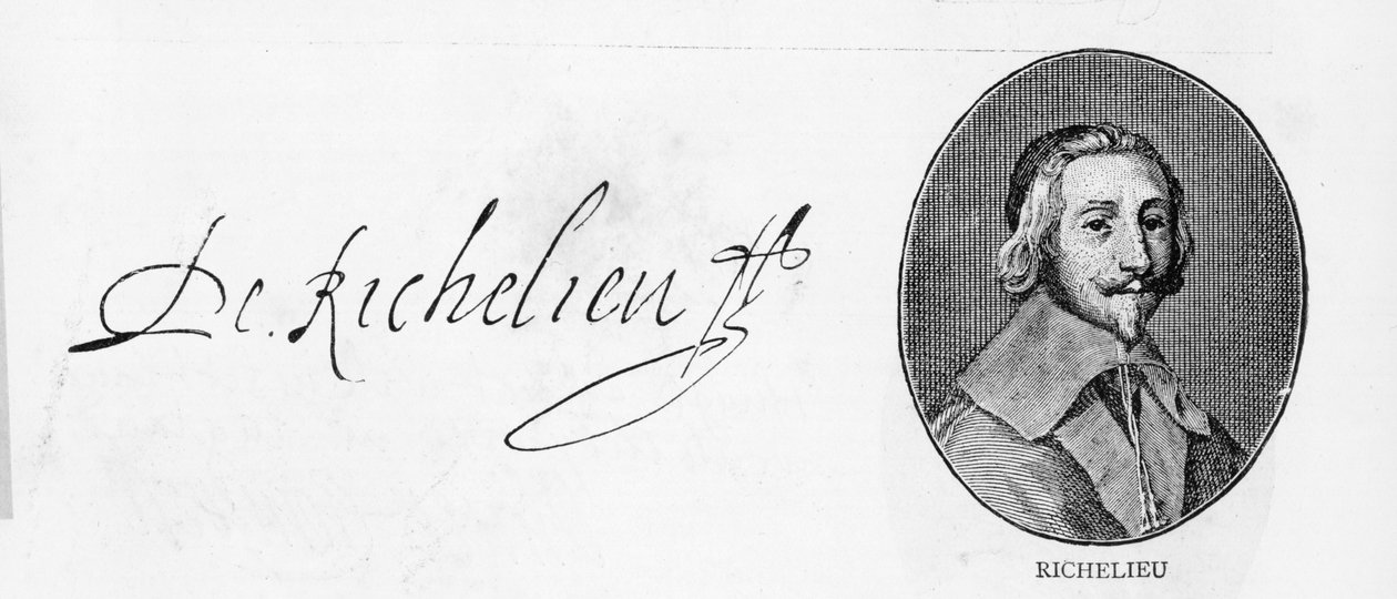 Podpis kardynała Richelieu (pióro i atrament na papierze) autorstwa Unbekannt