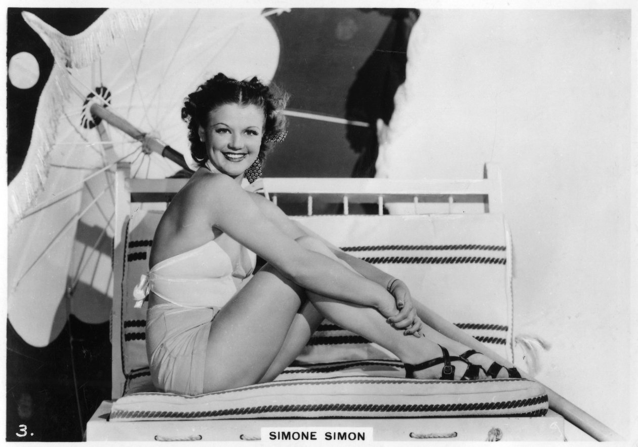 Simone Simon, francuska aktorka filmowa, ok. 1938 r. autorstwa Unbekannt