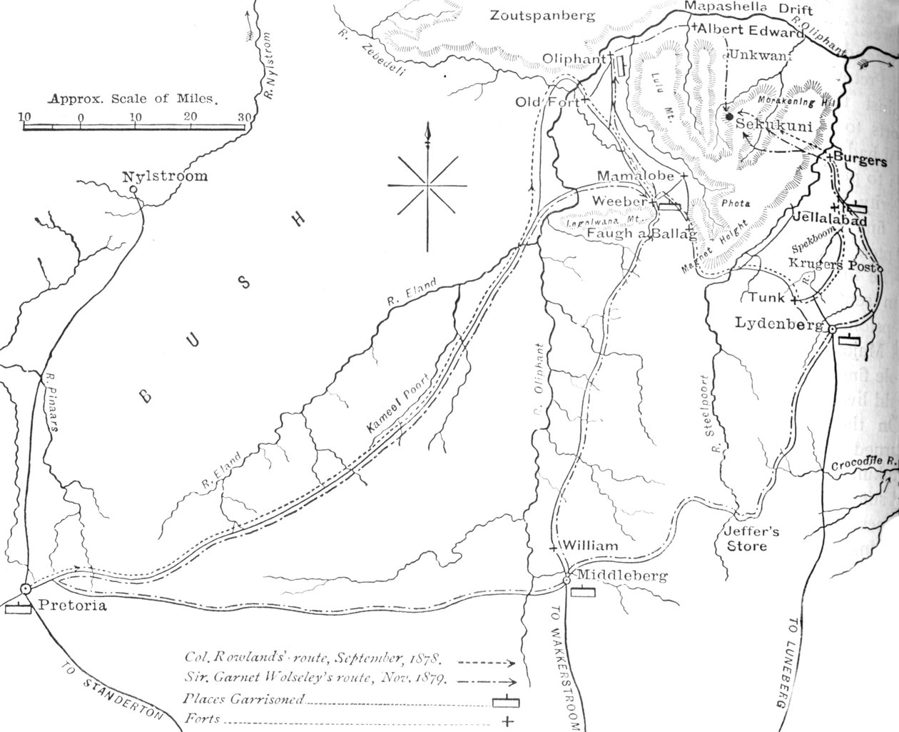 Szkicowa mapa kraju Sekukunis, ok. 1880 r. autorstwa Unbekannt