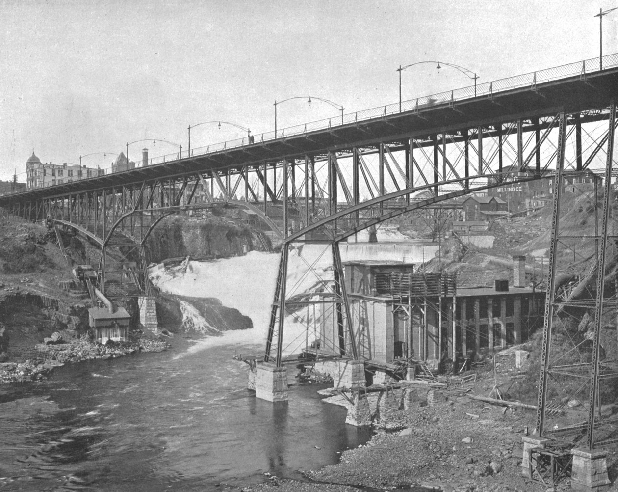 Wodospad Spokane, Waszyngton, USA, ok. 1900. autorstwa Unbekannt