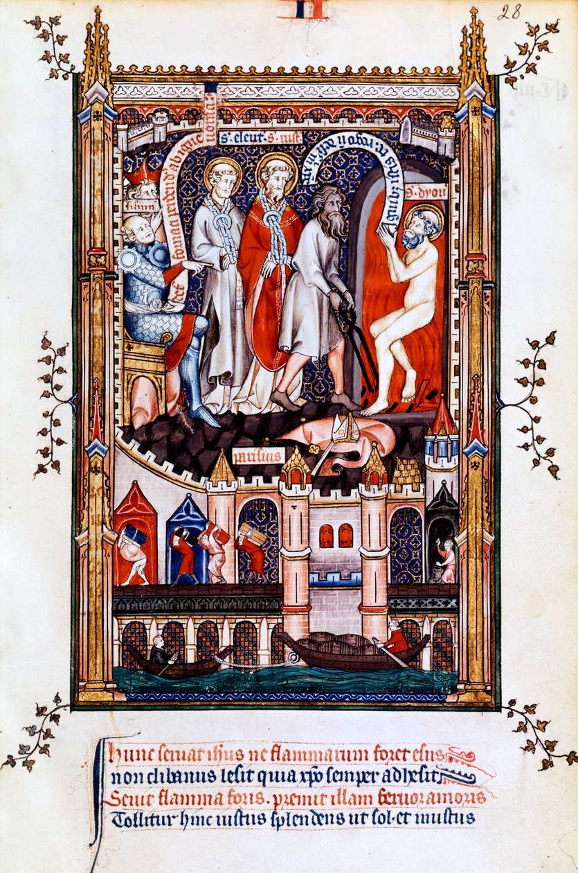 St Denis zostaje wrzucony do pieca, 1317 autorstwa Unbekannt