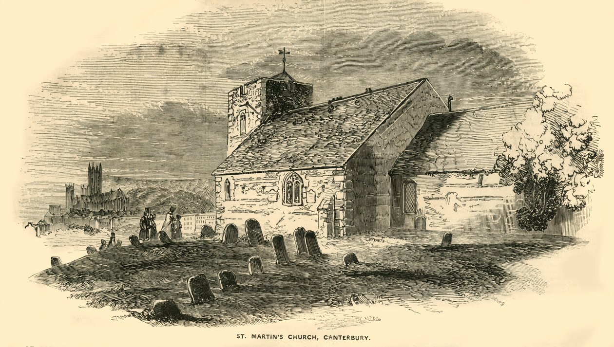 Kościół św. Marcina w Canterbury w hrabstwie Kent, ok. 1850 r. autorstwa Unbekannt
