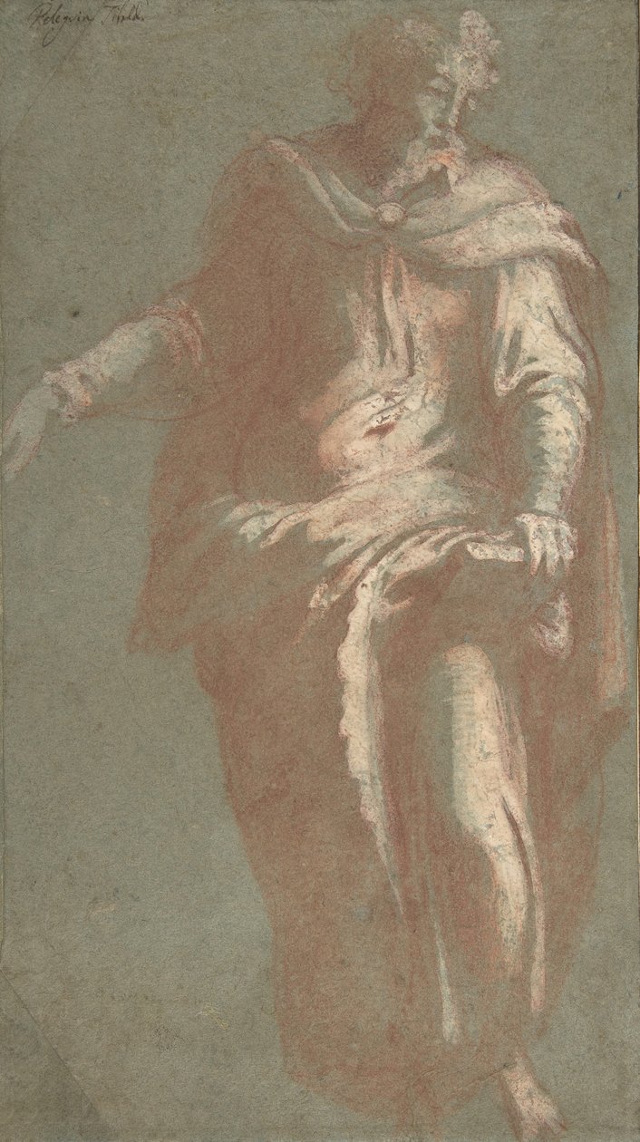 Stojący brodaty mężczyzna trzymający książkę, 1530-60. autorstwa Unbekannt