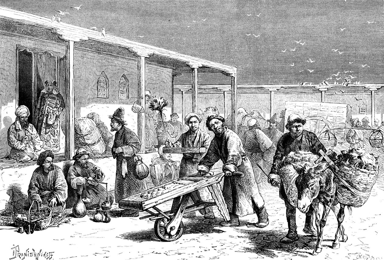 Scena uliczna, Yarkand, c1890 autorstwa Unbekannt