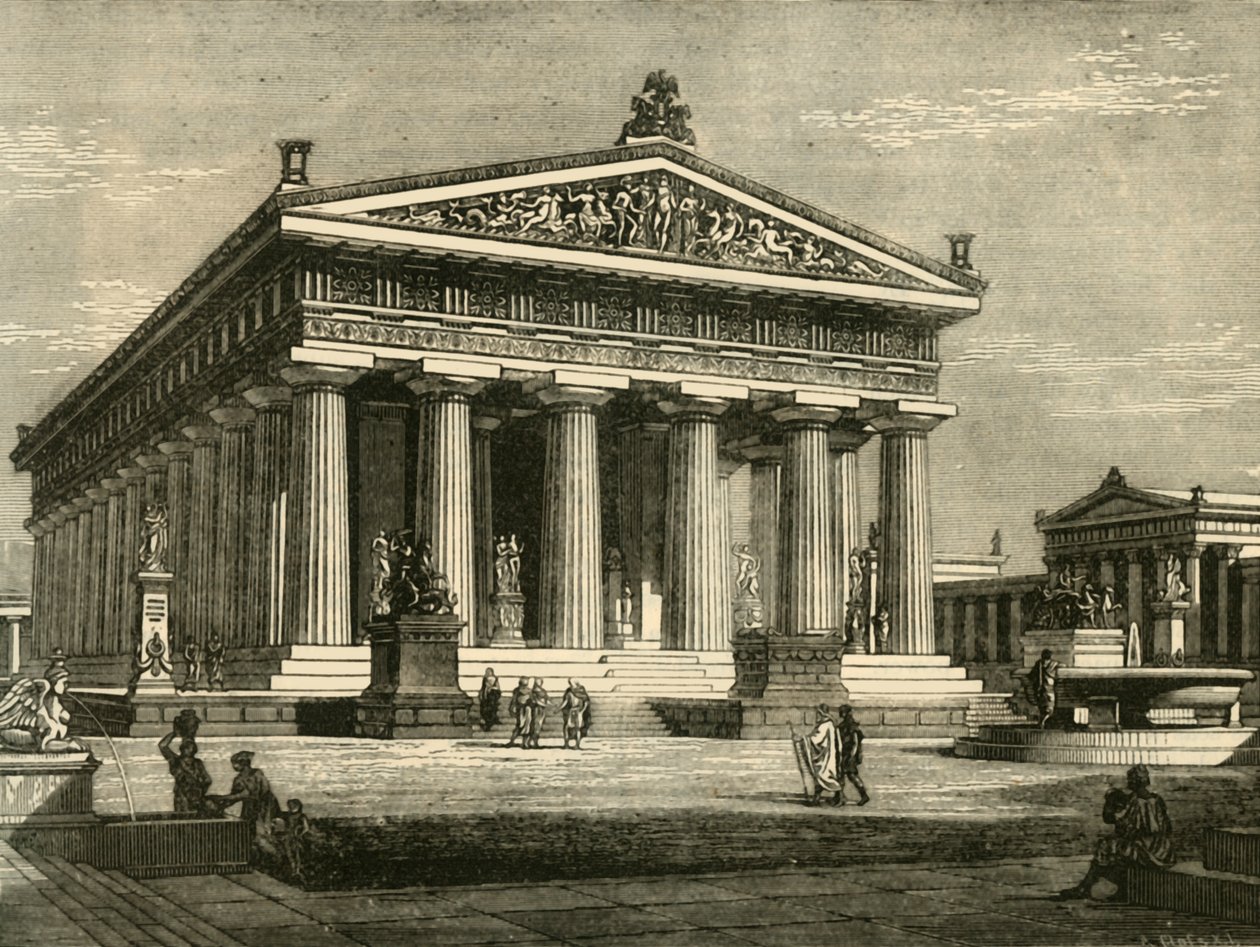 Świątynia w Paestum, odrestaurowana, 1890 r. autorstwa Unbekannt