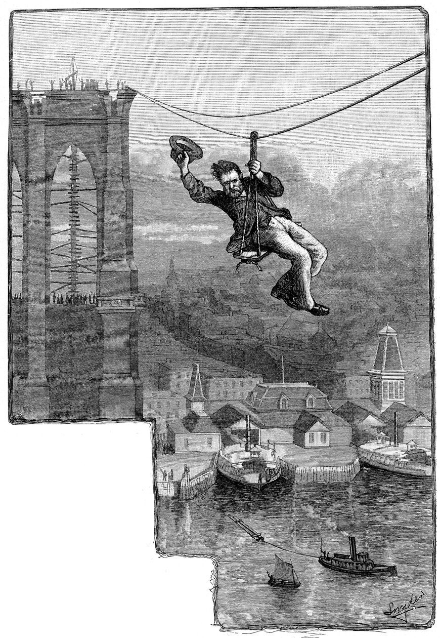 Testowanie kabli na Brooklyn Bridge, c1900 autorstwa Unbekannt