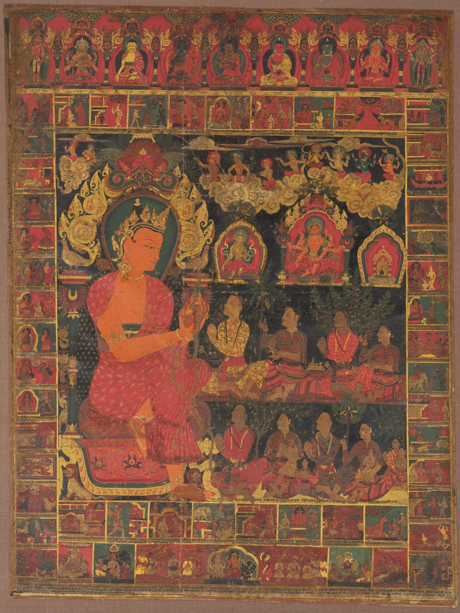 Thangka z głoszeniem Buddy Bejeweled, 1648. autorstwa Unbekannt