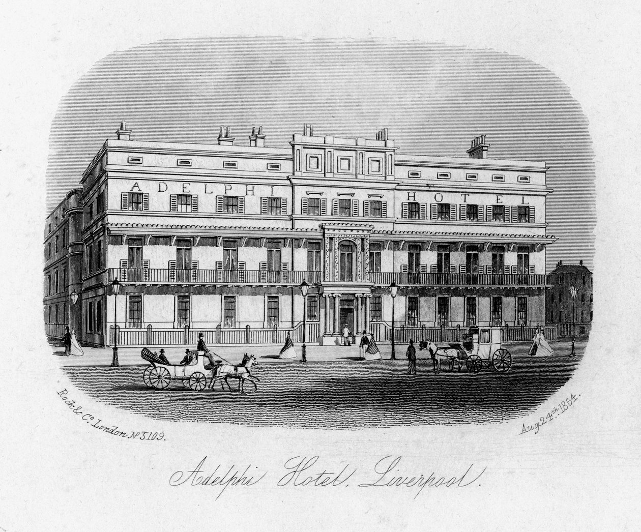 Hotel Adelphi, Liverpool, Merseyside, 1864 r. autorstwa Unbekannt