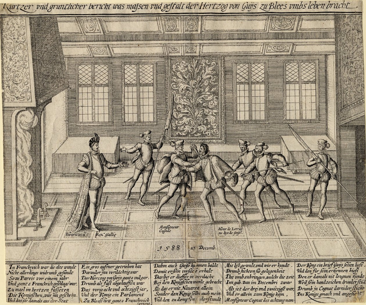 Zabójstwo księcia Guise, 1588 autorstwa Unbekannt