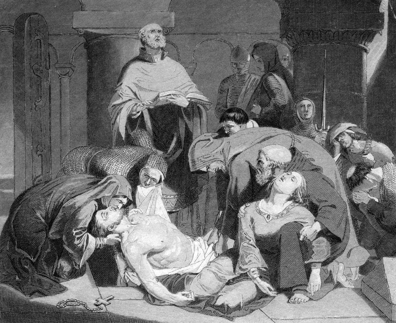 Pogrzeb Harolda w opactwie Waltham, ok. 1847 r. autorstwa Unbekannt