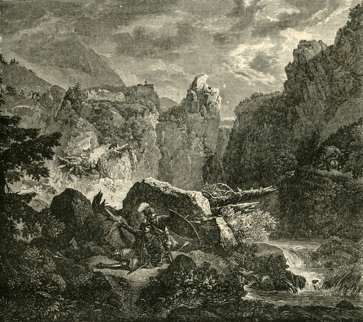 Śmierć Rolanda w Roncesvalles, 778AD, 1890. autorstwa Unbekannt