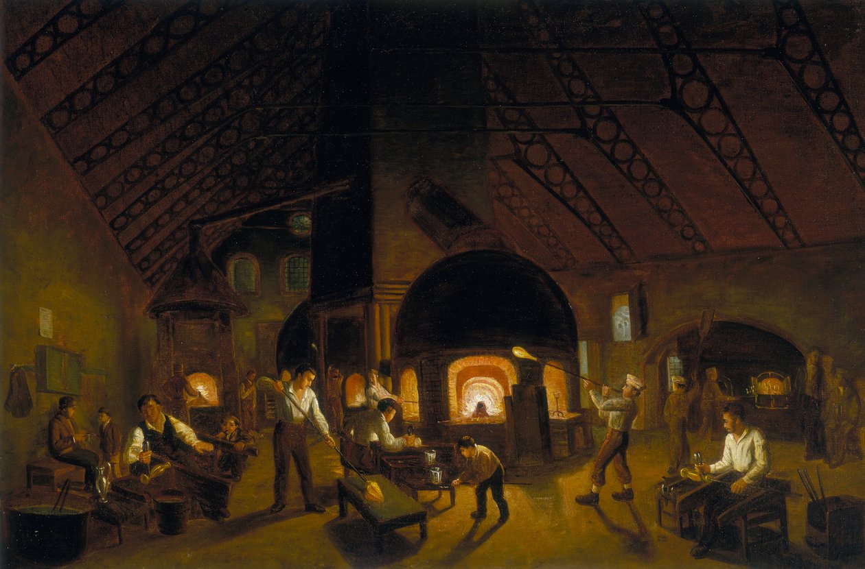 „Fabryka szkła Sokoła”, ok. 1840 r. autorstwa Unbekannt