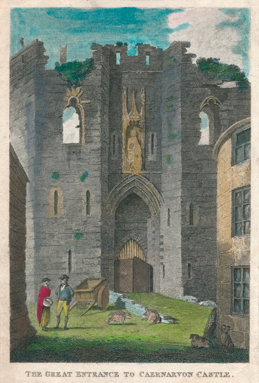 Wielkie wejście do zamku Caernarvon, 1808. autorstwa Unbekannt