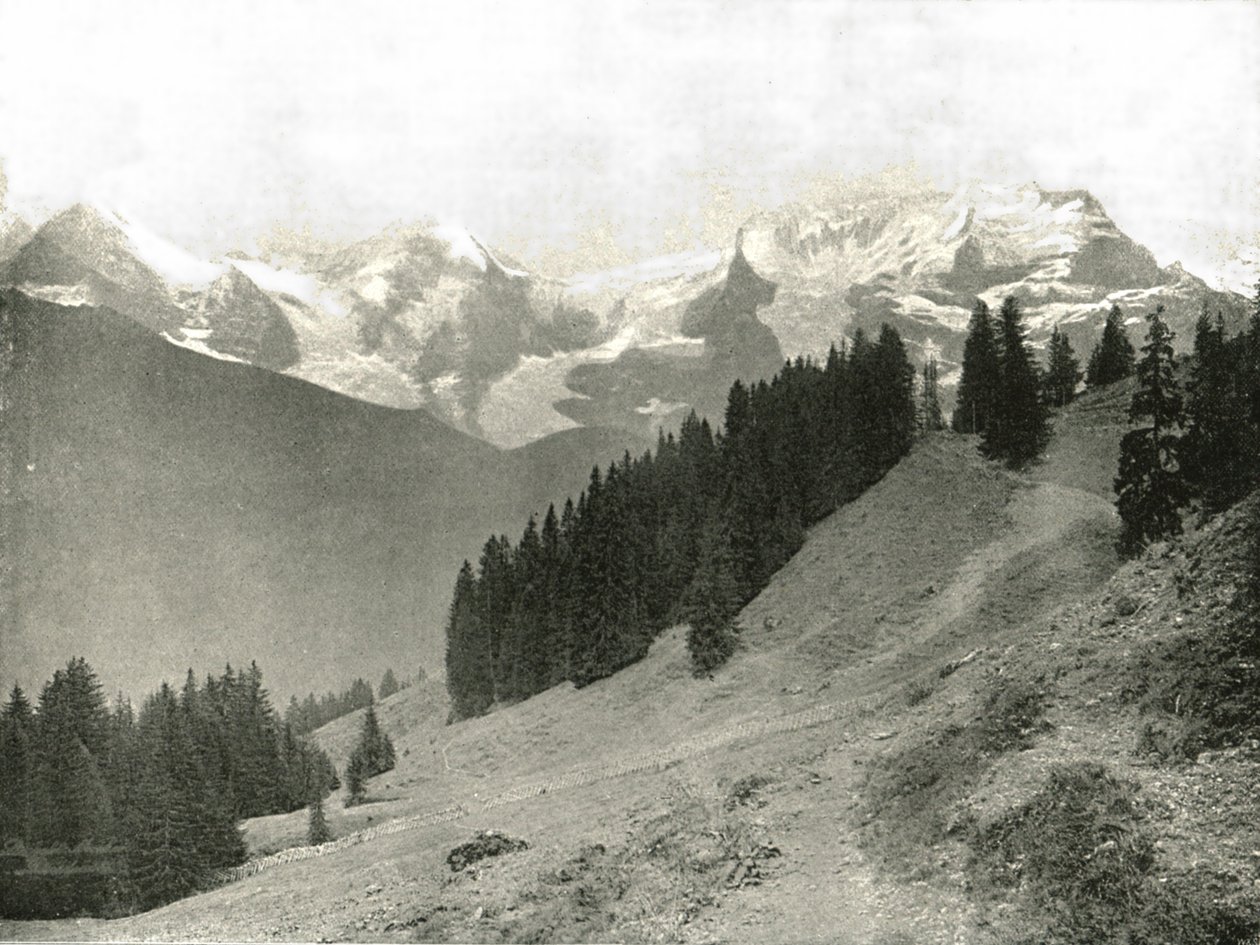 Jungfrau i jej sąsiedzi, Szwajcaria, 1895. autorstwa Unbekannt