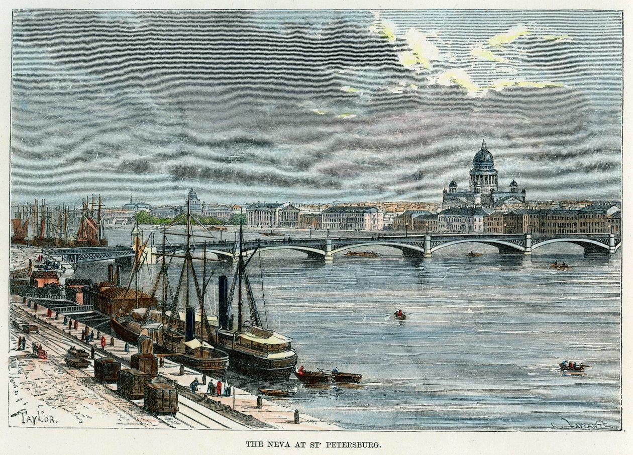 Newa w Petersburgu, Rosja, ok. 1880 r. autorstwa Unbekannt