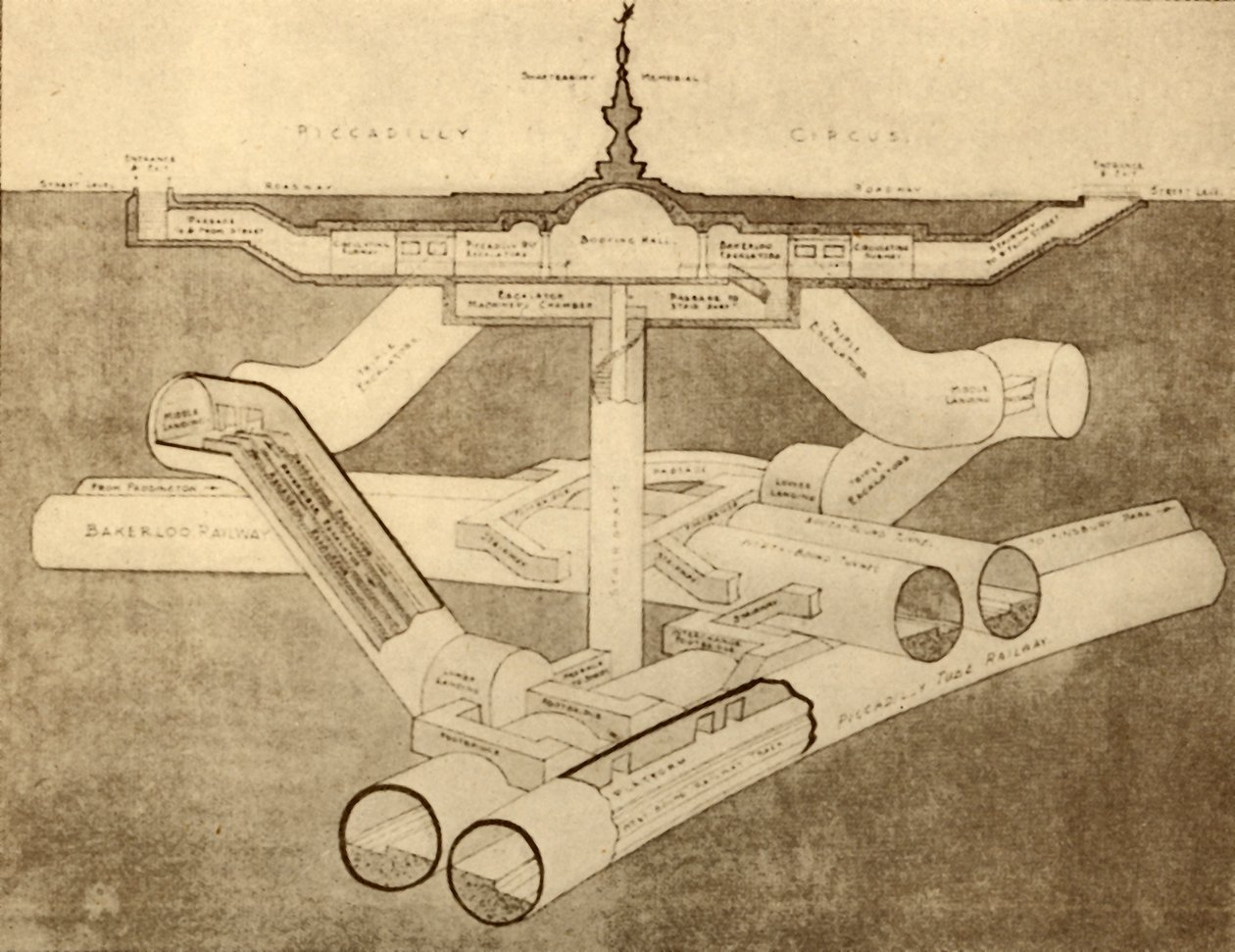 Nowa stacja metra Piccadilly Circus, 1930 r. autorstwa Unbekannt