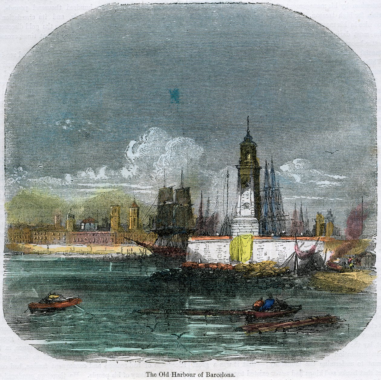 Stary port w Barcelonie, Katalonia, Hiszpania, ok. 1880 r. autorstwa Unbekannt