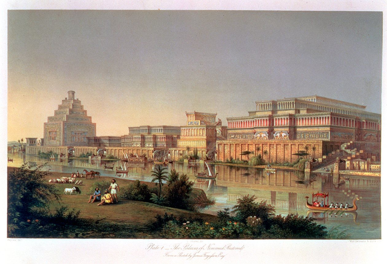 „Pałace odrestaurowane w Nimrud”, 1853 r. autorstwa Unbekannt