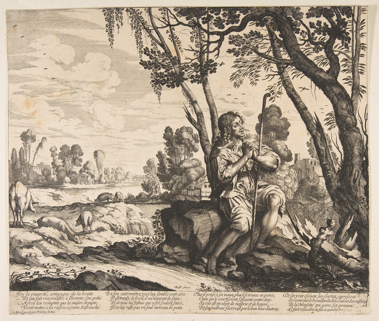 Syn marnotrawny strzegący świń, ca. 1636. autorstwa Unbekannt