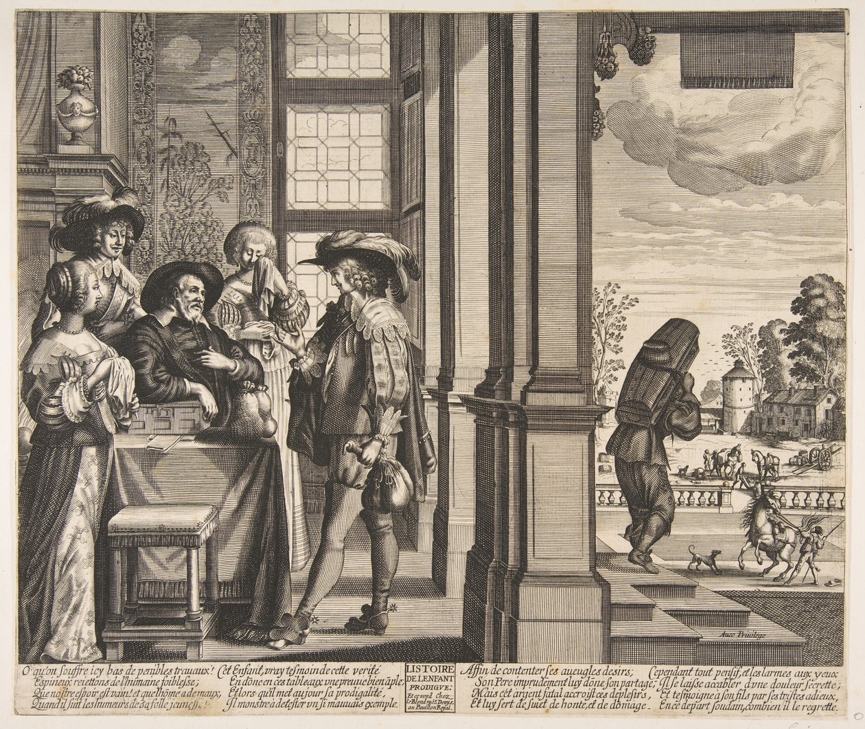 Syn marnotrawny opuszcza dom, ca. 1636. autorstwa Unbekannt