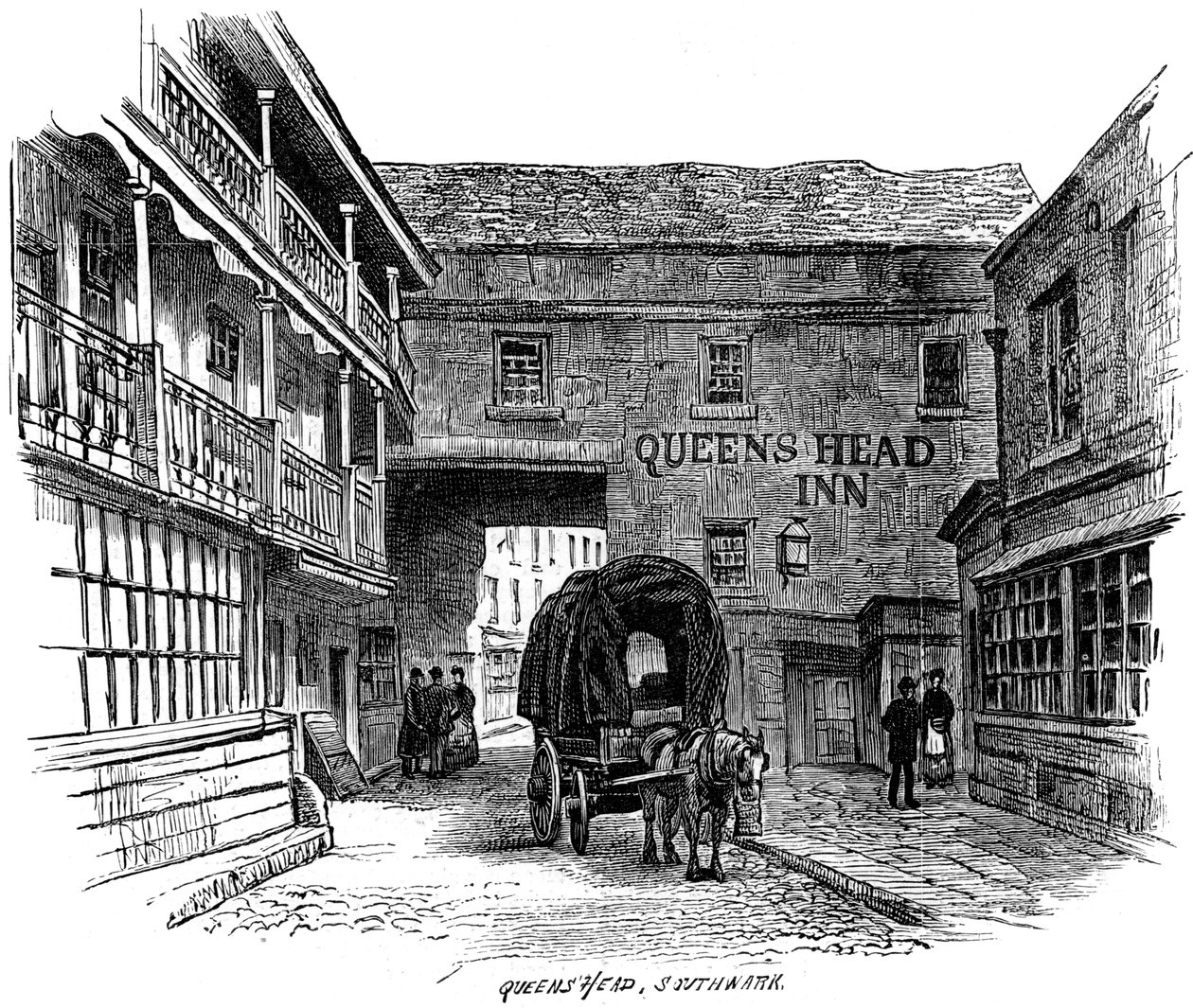 The Queens Head Inn, Southwark, Londyn, 1887 autorstwa Unbekannt