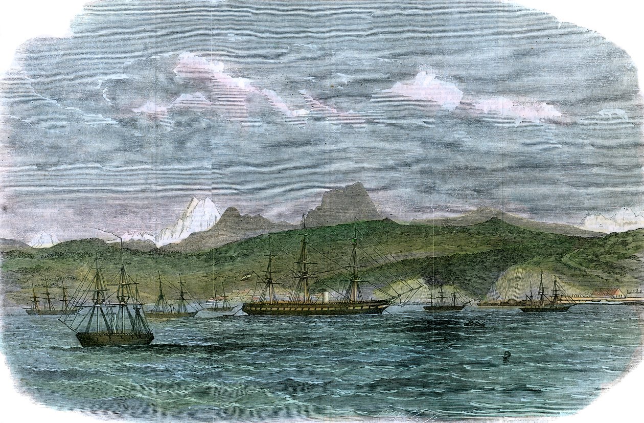 Hiszpańska eskadra blokująca w Valparaiso, Chile, ok. 1880 autorstwa Unbekannt