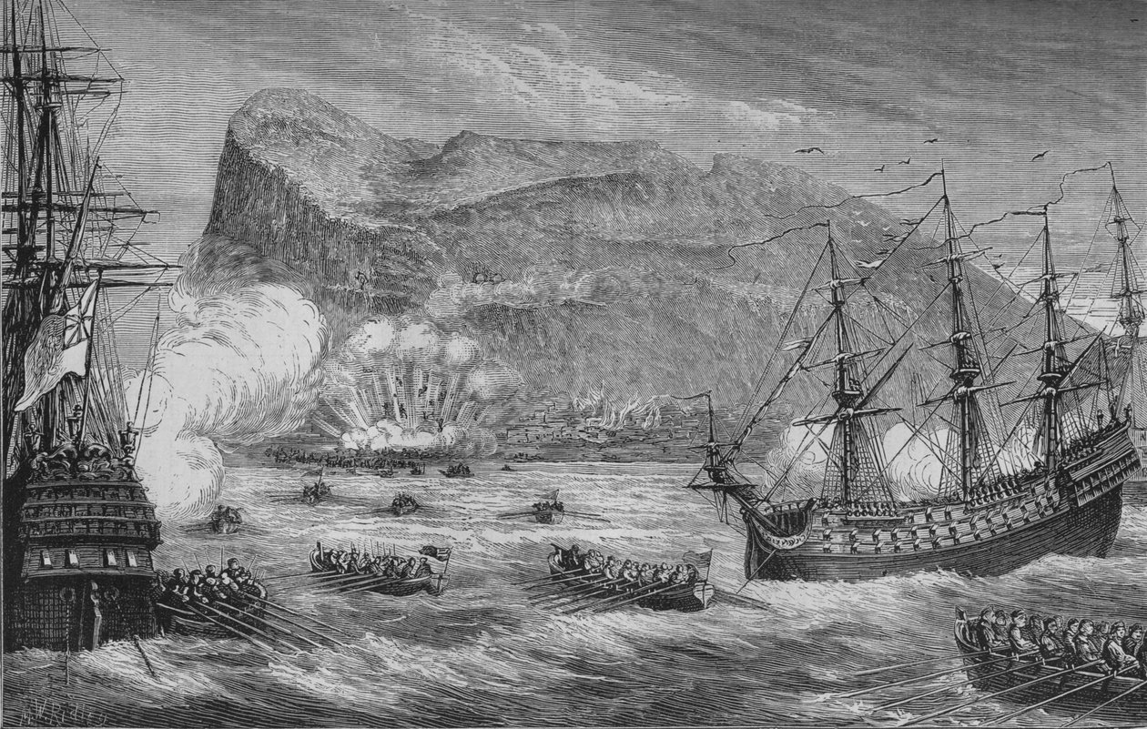 Zdobycie Gibraltaru, sierpień 1704, ok. 1880 autorstwa Unbekannt