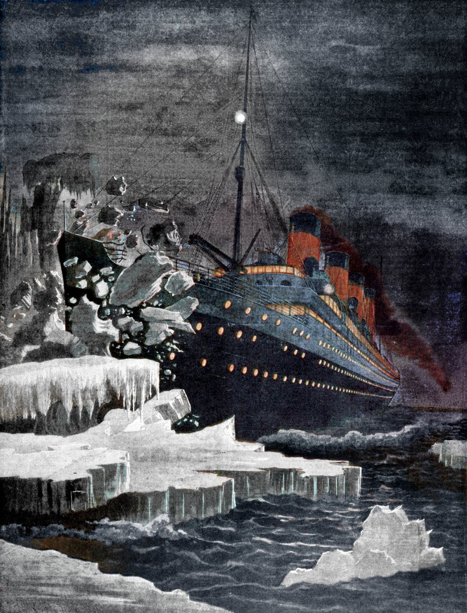 Titanic zderza się z górą lodową, 1912 autorstwa Unbekannt