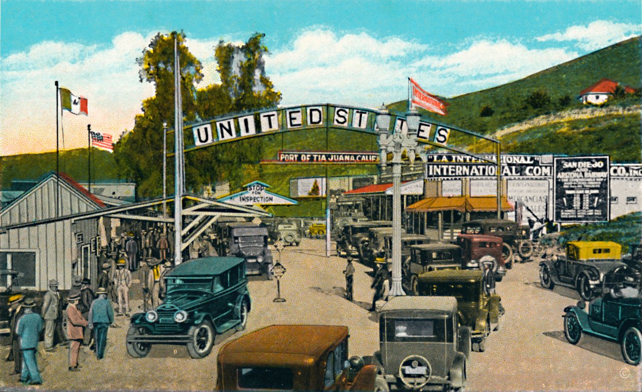 Tijuana, Meksyk - Międzynarodowa linia graniczna, c1939 autorstwa Unbekannt
