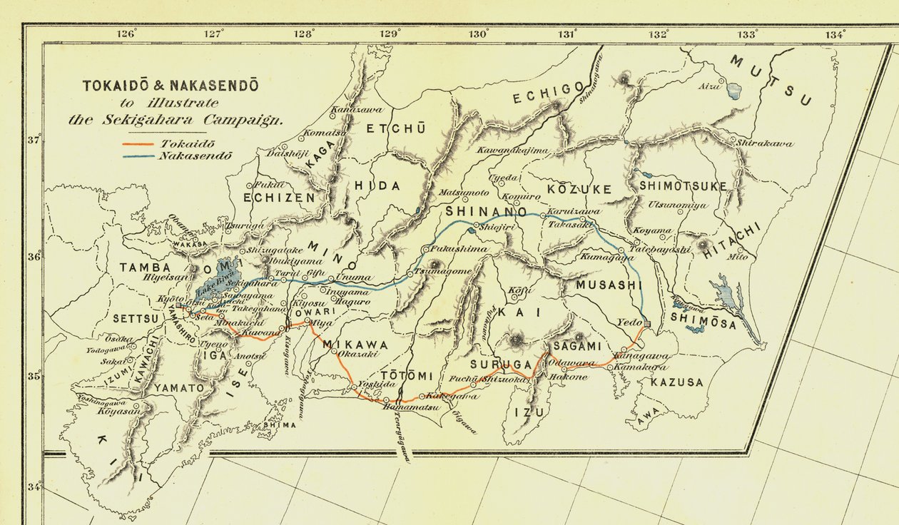 Tokaido & Nakasendo to illustrate the Sekigahara Campaign, 1903. autorstwa Unbekannt