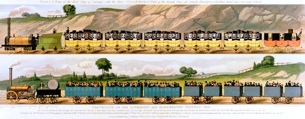Podróżowanie koleją Liverpool i Manchester, 1831 autorstwa Unbekannt