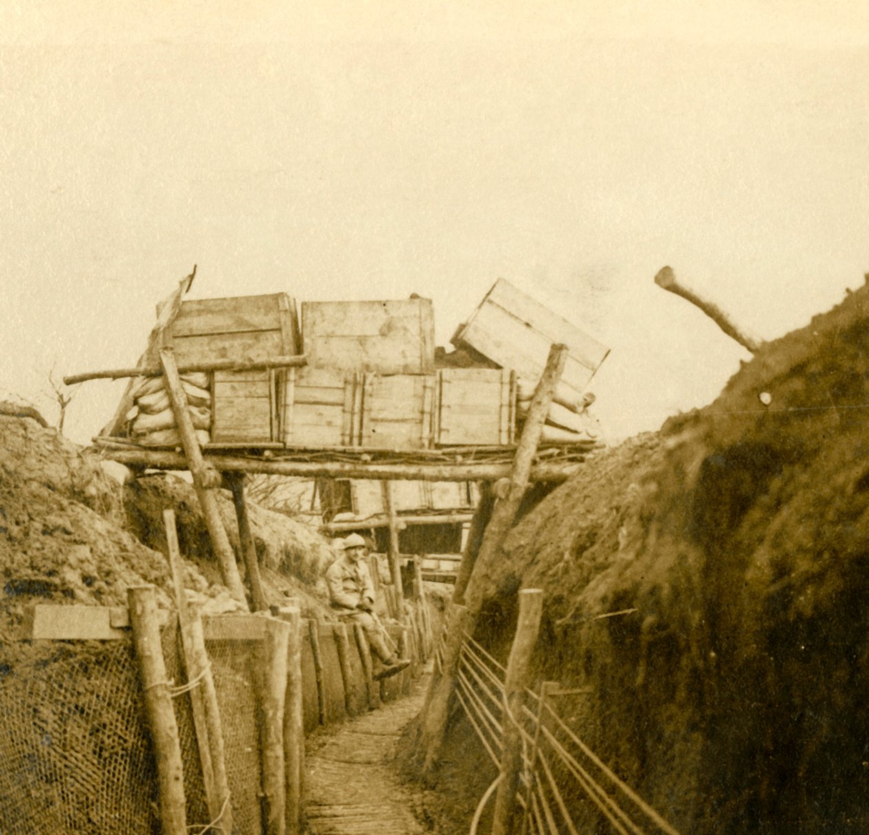 Okopy w pobliżu Les Éparges, północna Francja, c1914-c1918. autorstwa Unbekannt