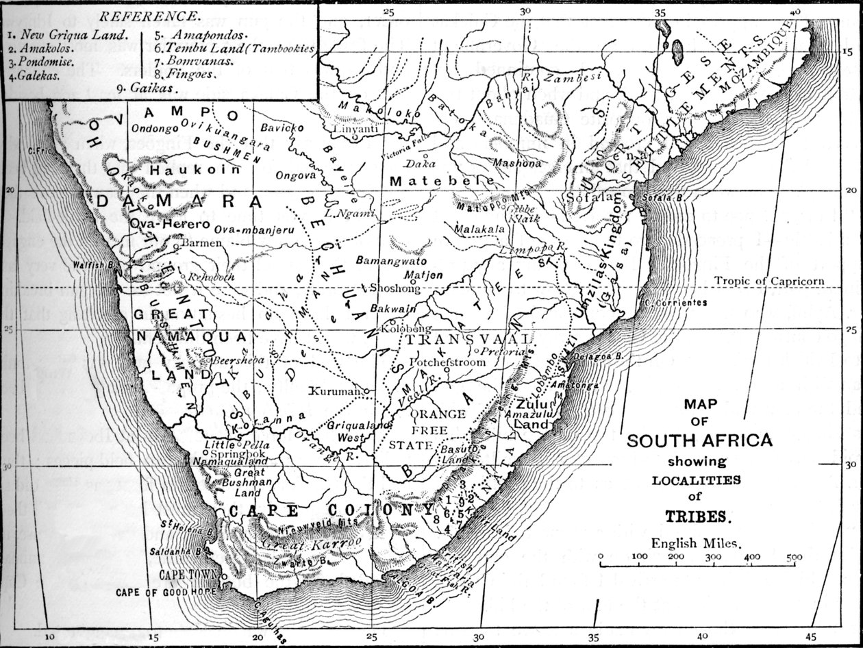 Mapa plemienna Republiki Południowej Afryki, c1880 autorstwa Unbekannt