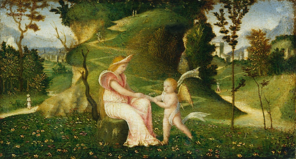 Wenus i Kupidyn w krajobrazie, c. 15051515. autorstwa Unbekannt