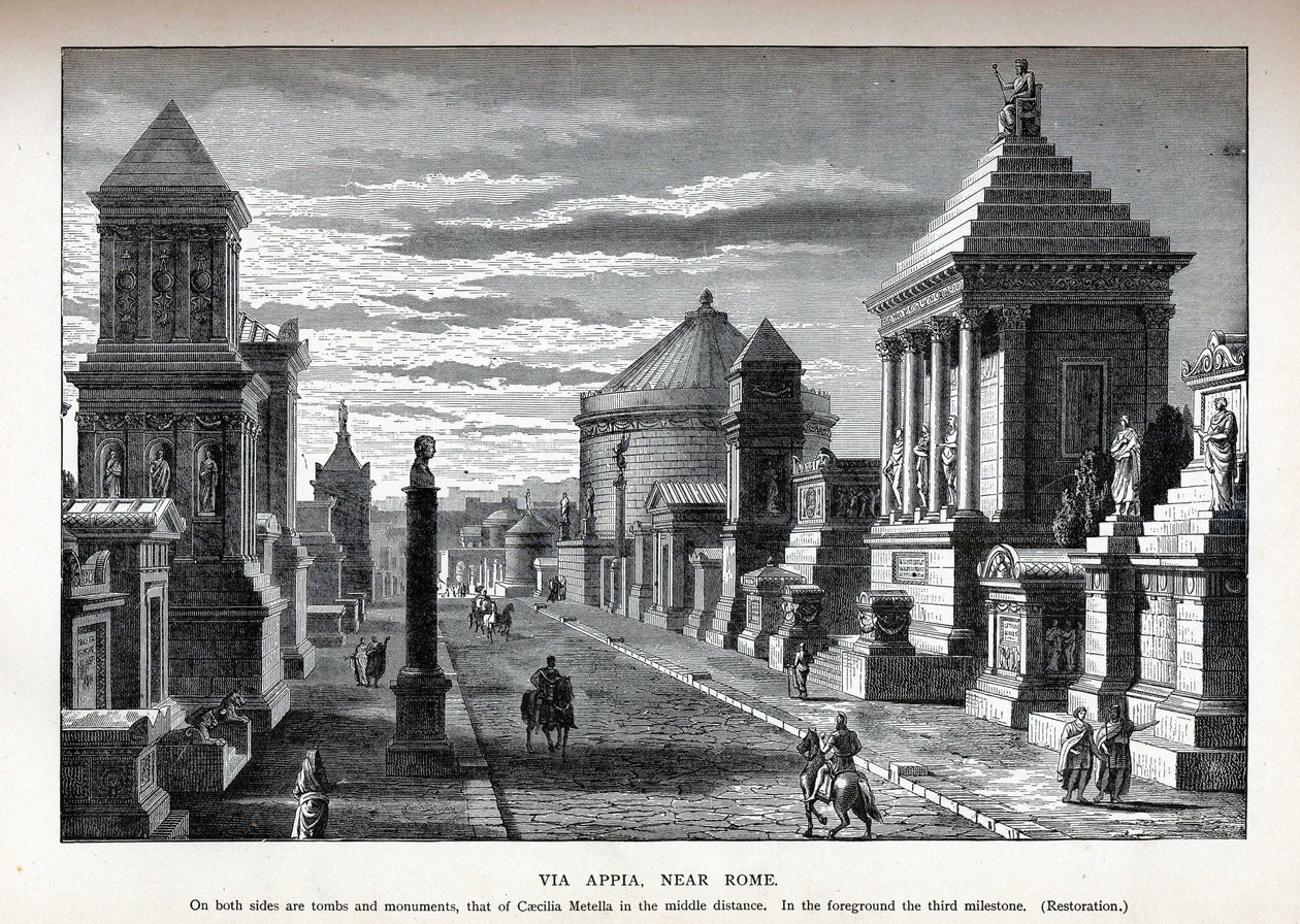 Rekonstrukcja Via Appia w pobliżu Rzymu, 1882 r. autorstwa Unbekannt