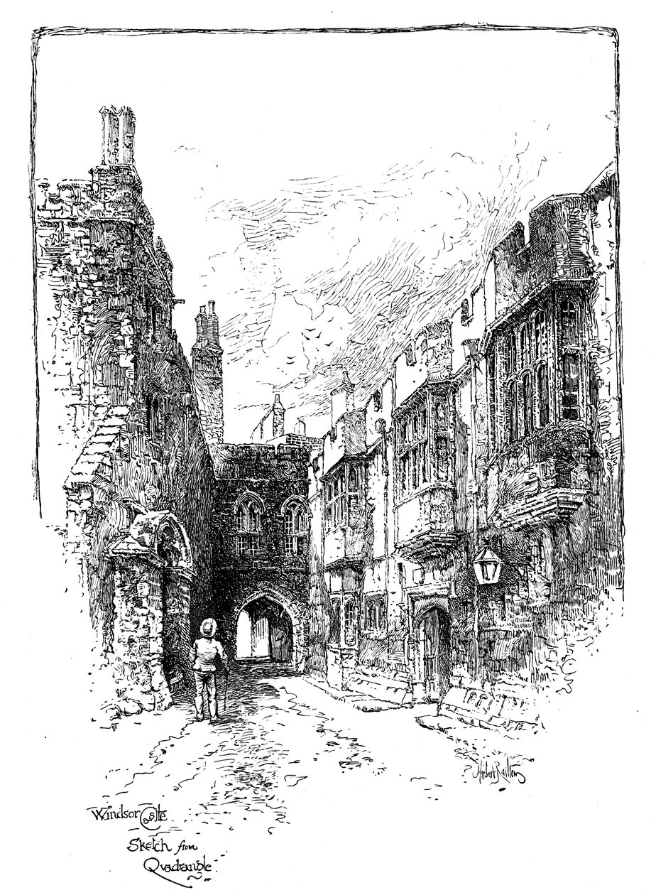 Widok z czworokąta, zamek Windsor, ok. 1888 r. autorstwa Unbekannt