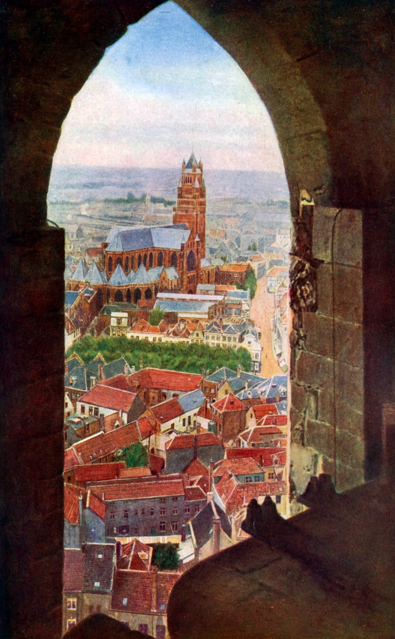 Widok z dzwonnicy Brugii, Belgia, ok. 1924 r. autorstwa Unbekannt