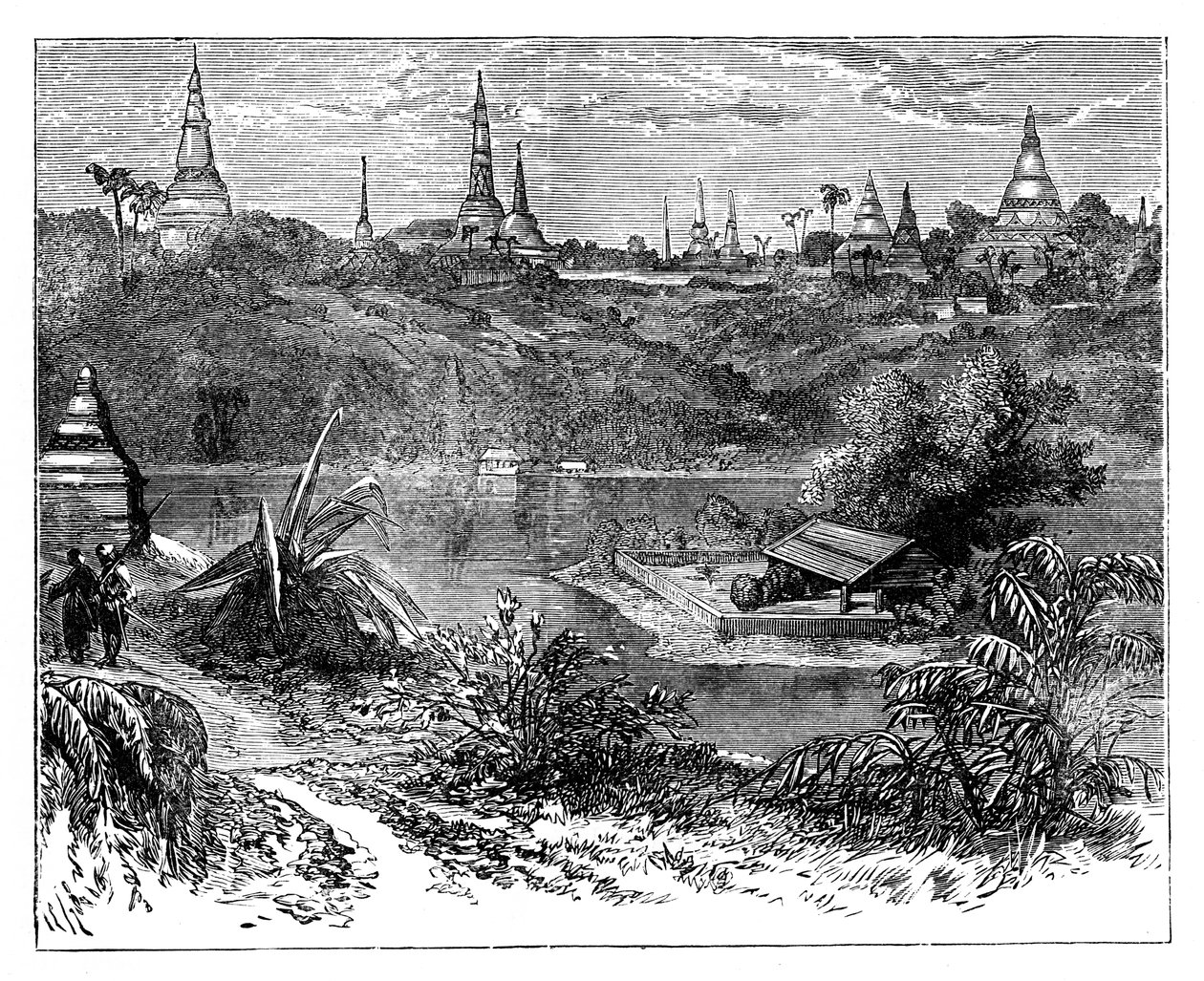 Widok w pobliżu Rangun, Birma, ok. 1888 r. autorstwa Unbekannt