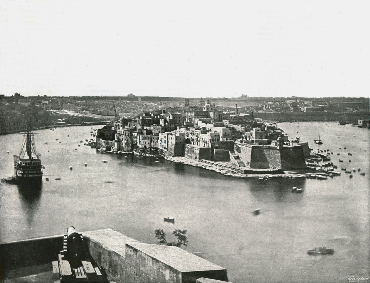 Widok na port, Valletta, Malta, 1895. autorstwa Unbekannt