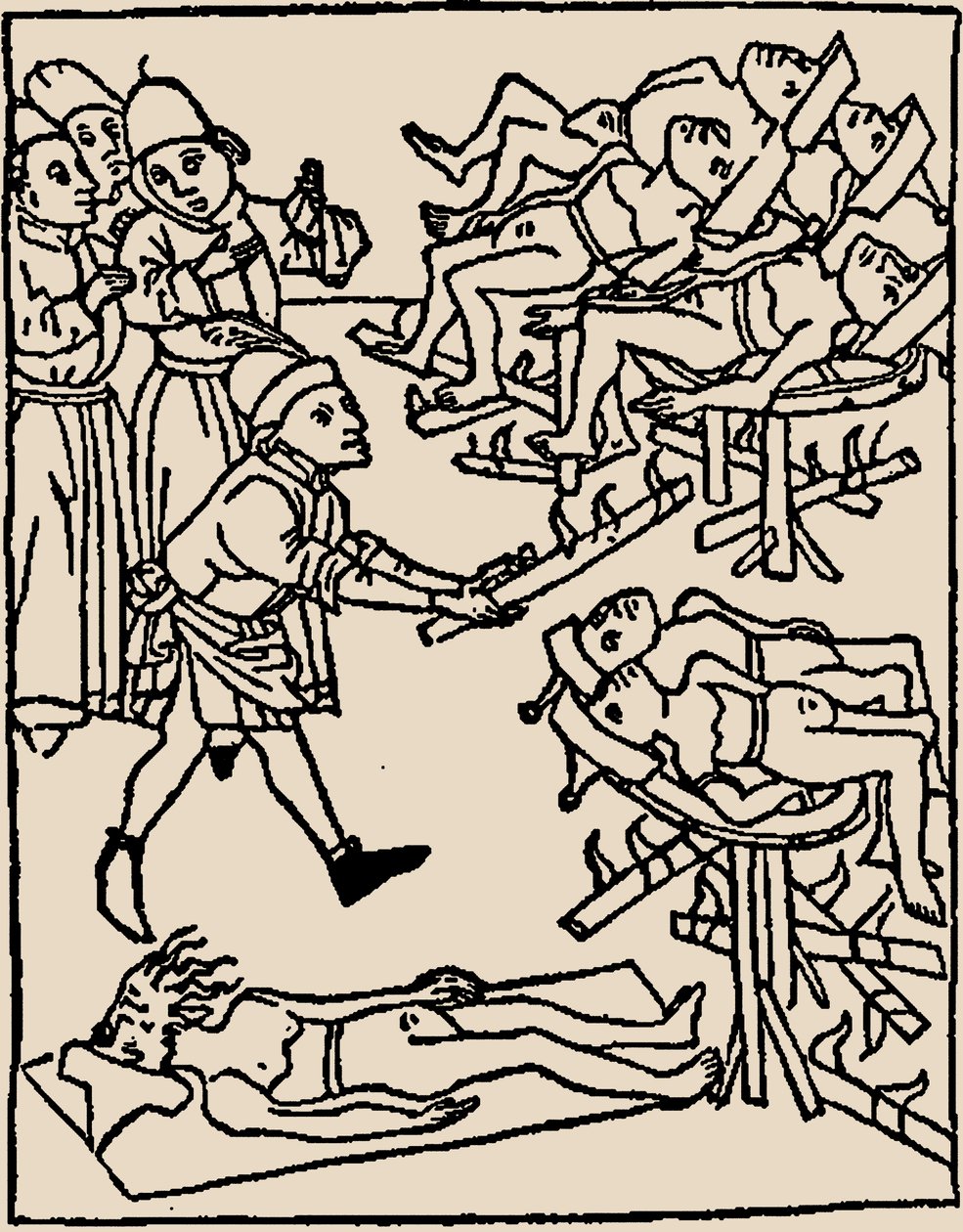Zatrucie studni: Tortury Żydów, 1475. autorstwa Unbekannt