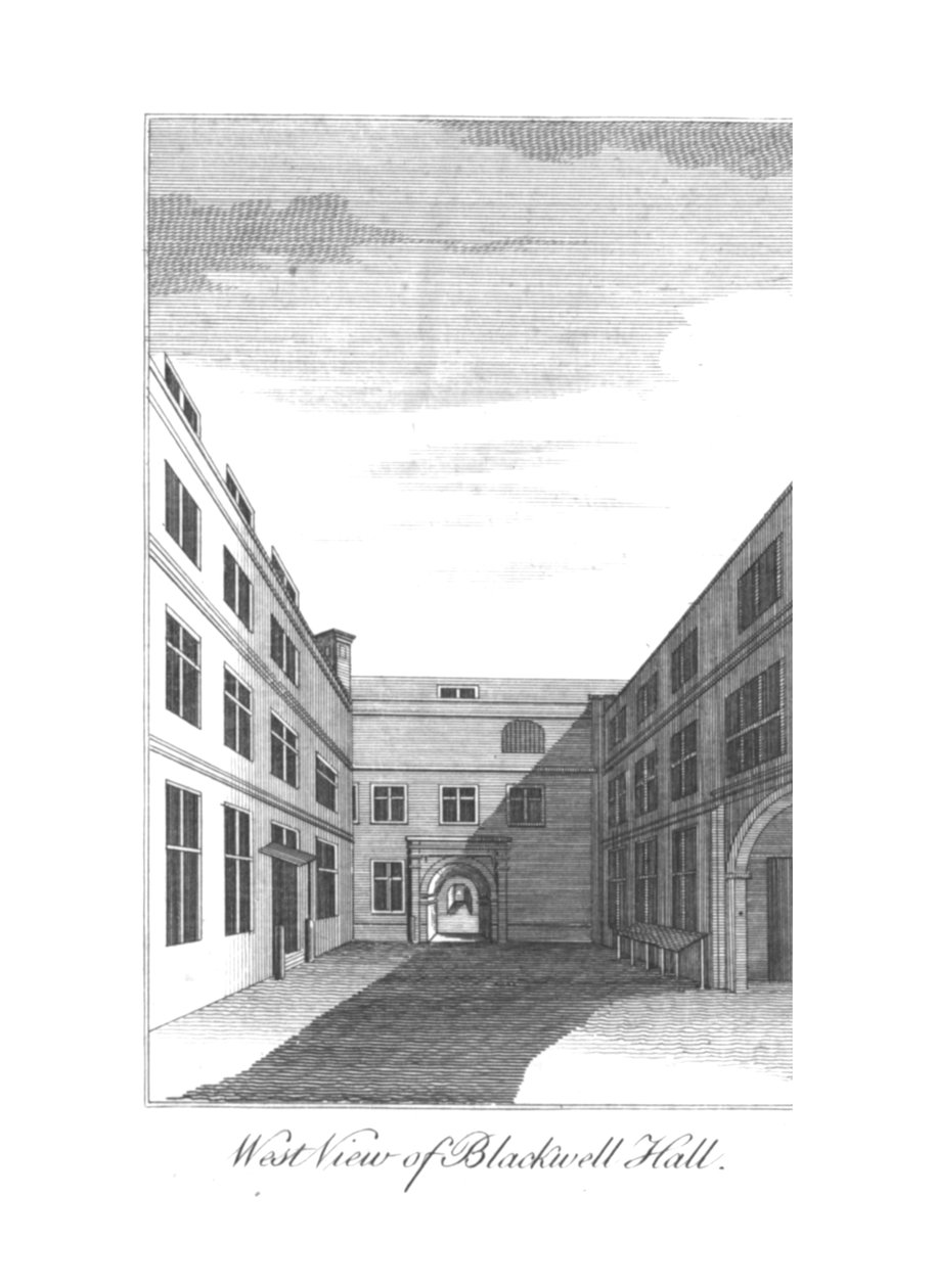 Widok zachodni na Blackwell Hall., c1750-1800 autorstwa Unbekannt