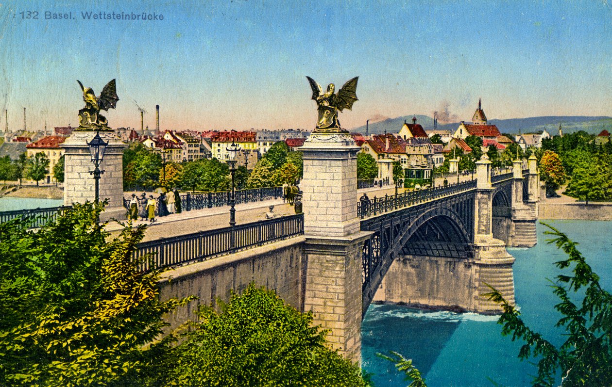 Most Wettsteina, Bazylea, Szwajcaria, ok. 1936 r. autorstwa Unbekannt