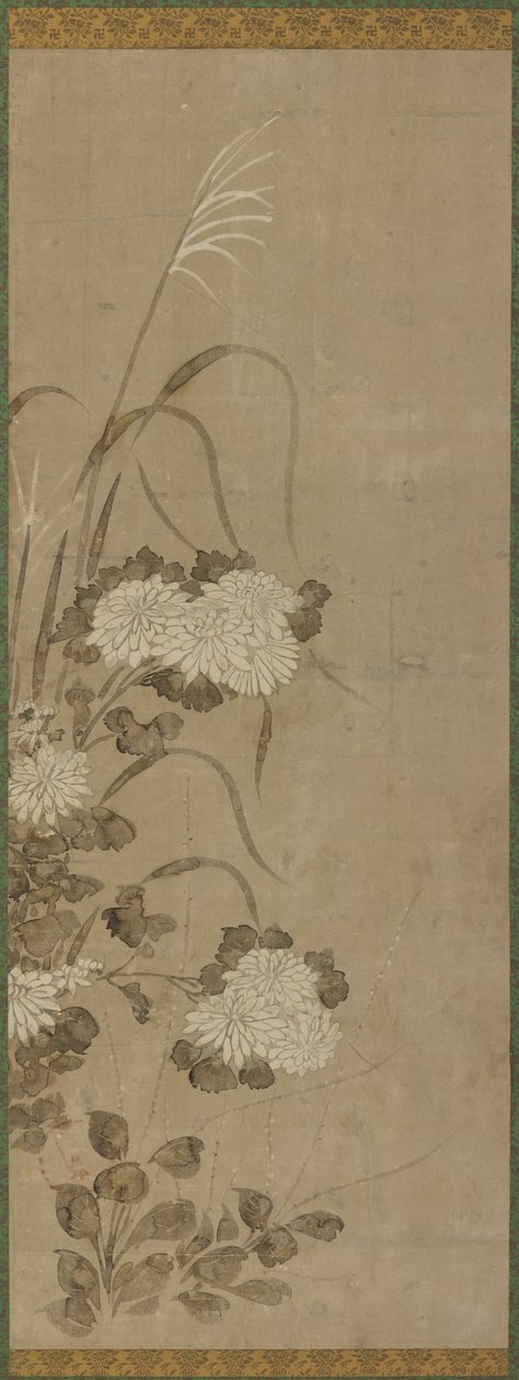 Białe chryzantemy i trawy, okres Edo, 1615-1868. autorstwa Unbekannt
