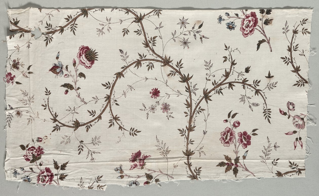 Fragment bawełny z nadrukiem w drewnie, 1785. autorstwa Unbekannt
