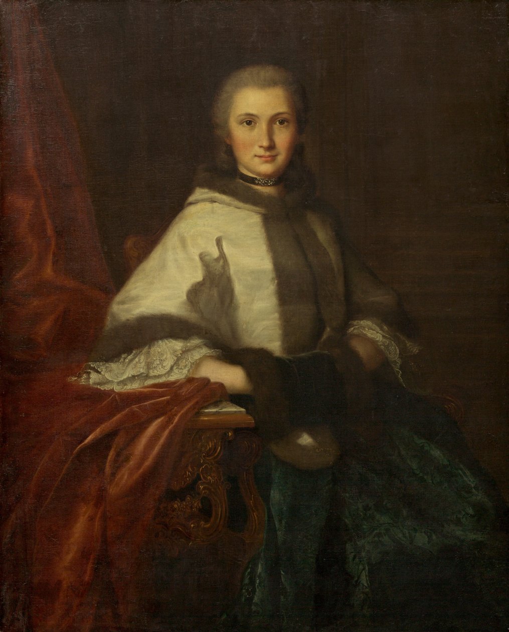 Młoda kobieta z mufką, ok. 1930 r. 1750. autorstwa Unbekannt