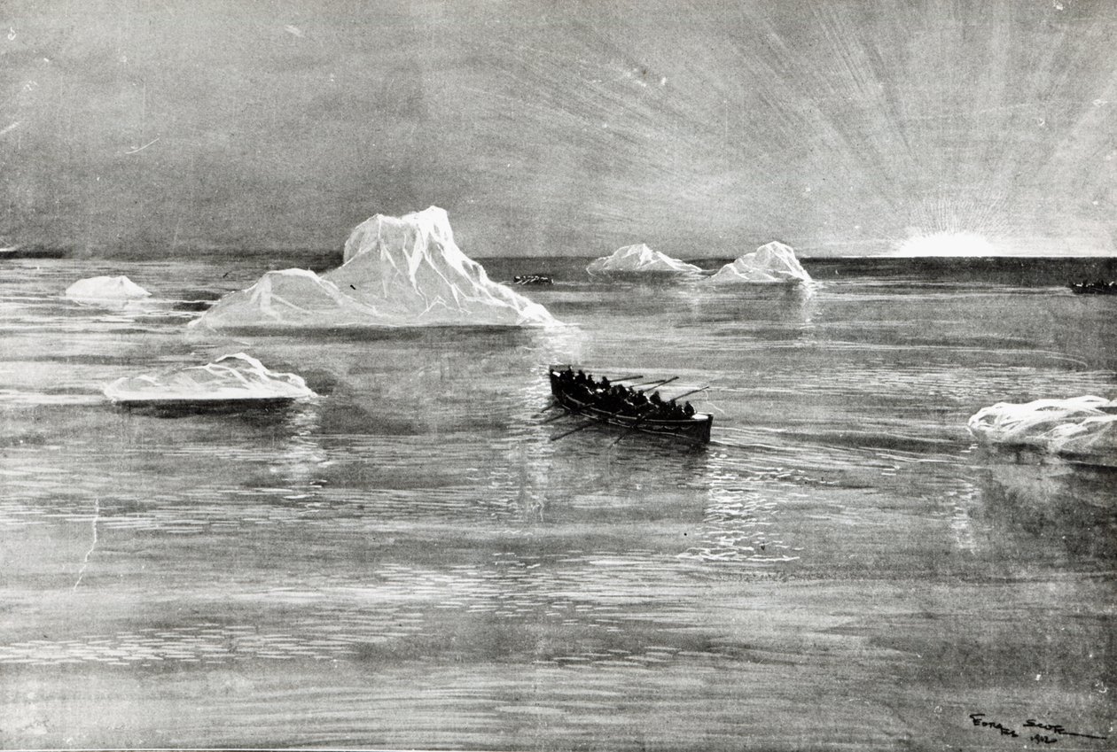 Świt dla niektórych uratowanych Pasażerów w jednej z łodzi ratunkowych „Titanic”, 1912 autorstwa Unbekannt Unbekannt