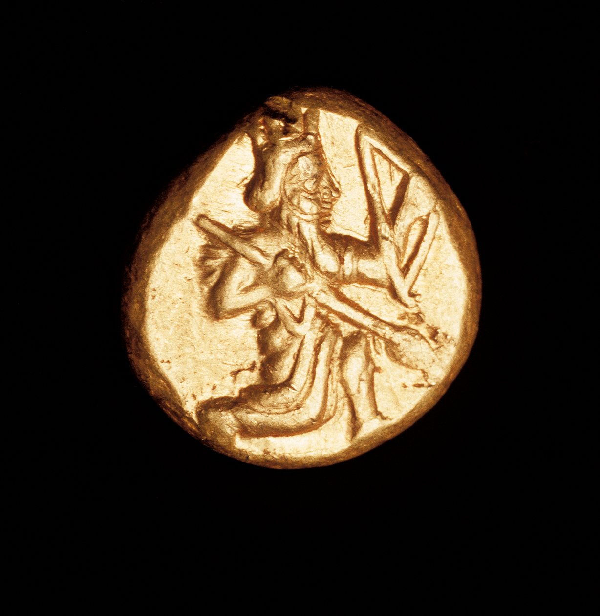 Rzadka starożytna grecka moneta, złoty perski darik, wielki król klęczący z łukiem C 450BC autorstwa Unbekannt Unbekannt
